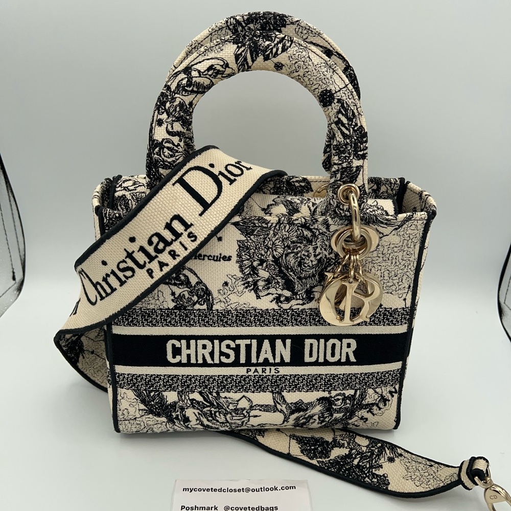 Dior Medium Lady D-Lite Zodiac Toile de Jouy FULL SET!! W/strap, dust bag & box! - Picture 2 of 16